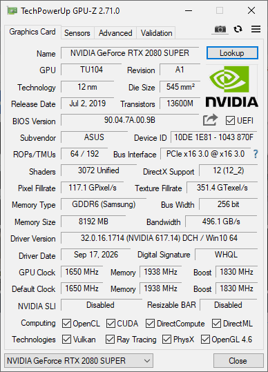 Asus RTX 2080 Super 8GB Dual Evo OC mit OVP - Refurbished