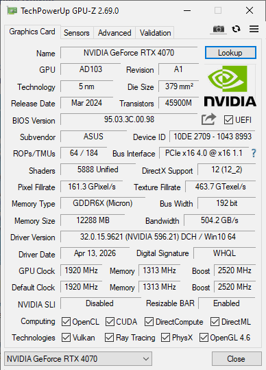 Asus RTX 4070 12GB Dual EVO OC mit OVP - Refurbished