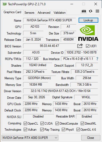 Asus RTX 4080 Super 16GB ProArt OC - Refurbished