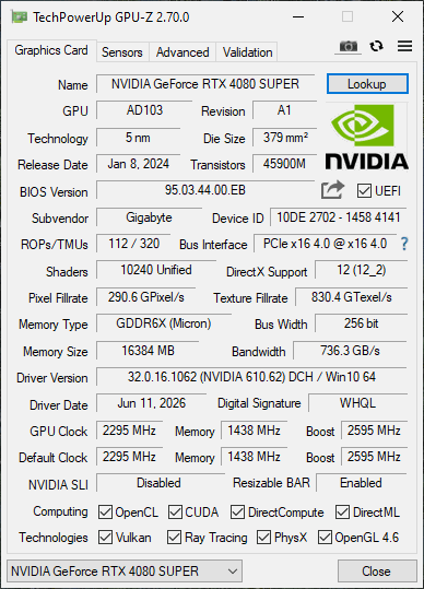 Gigabyte RTX 4080 Super 16GB Aero mit OVP - Refurbished