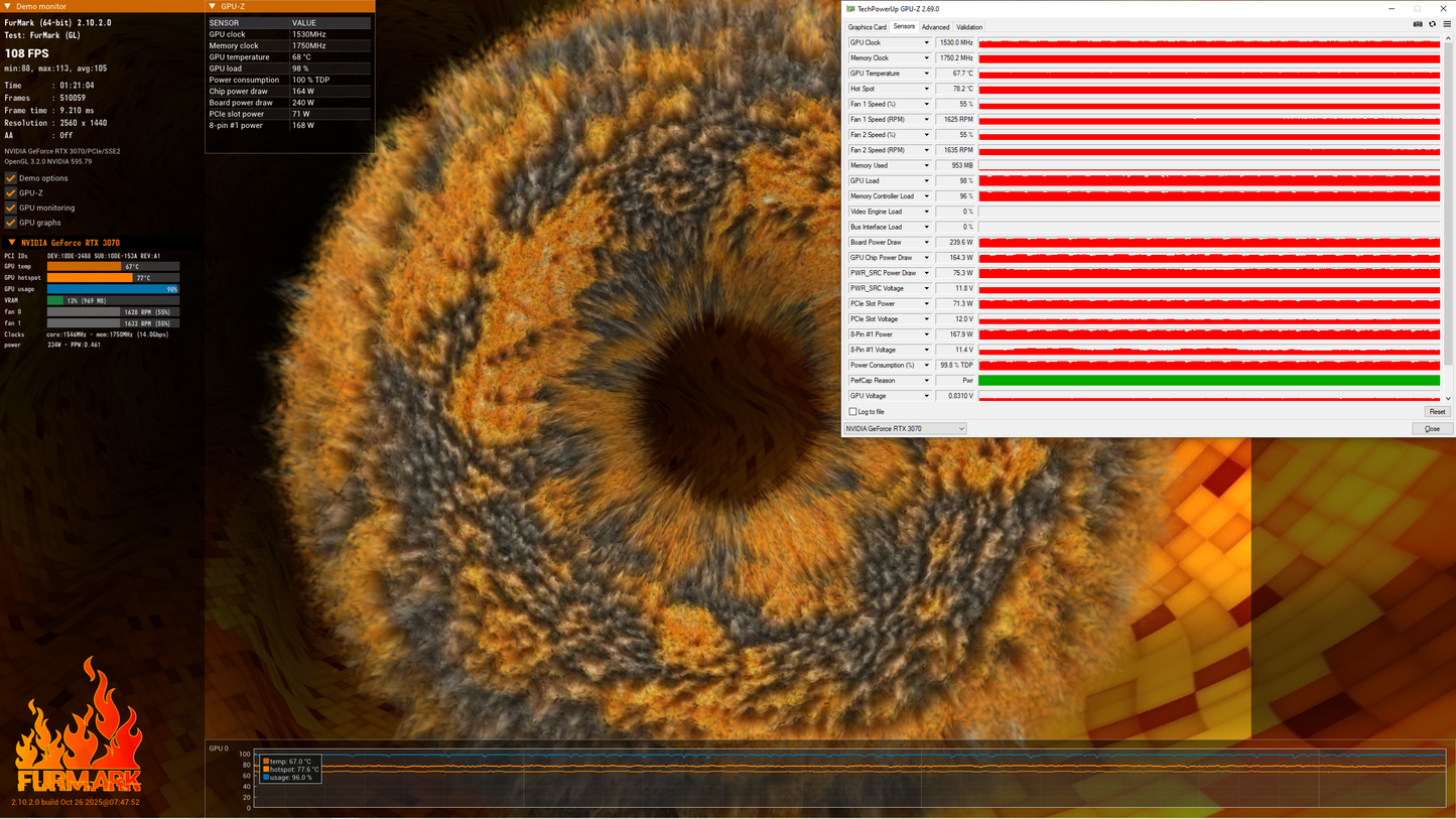 KFA2 RTX 3070 8GB EX 1Click - Refurbished