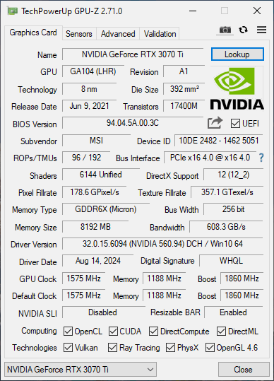 MSI RTX 3070 TI 8GB Suprim X mit OVP - Refurbished