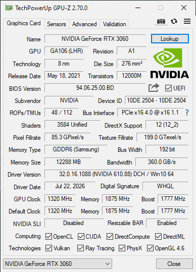 Palit RTX 3060 12GB Dual - Refurbished