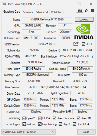 Palit RTX 3060 12GB Dual - Refurbished
