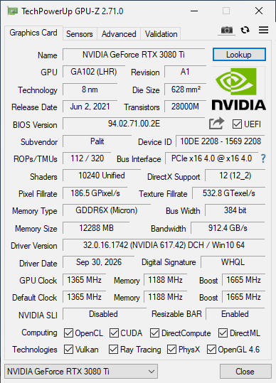 Palit RTX 3080 TI 12GB GamingPro  mit OVP - Refurbished