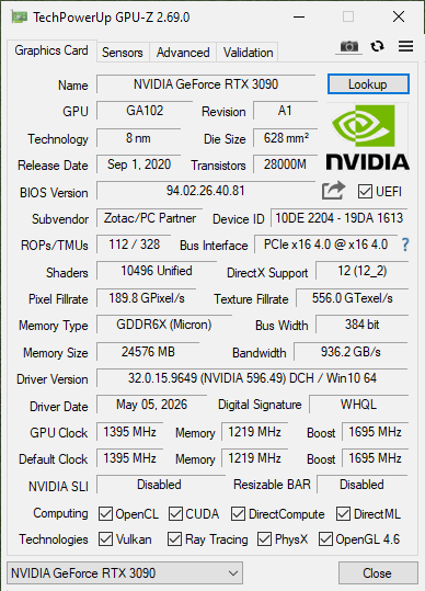 Zotac RTX 3090 24GB Trinity OC mit OVP - Refurbished